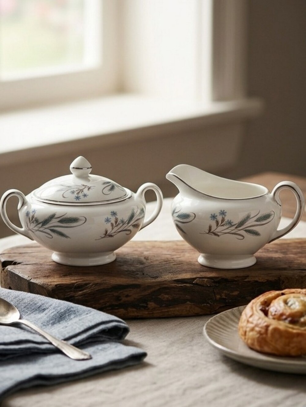 Vintage Johnson Brothers Porcelain Creamer & Sugar Bowl Set